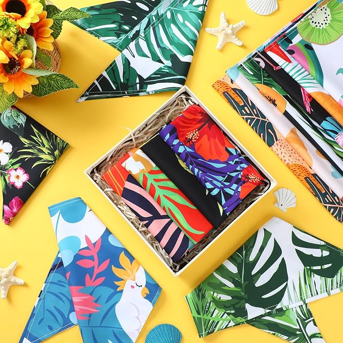 100 Pcs Hawaiian Dog Bandanas Bulk Pet Bibs Colorful Triangle Scarf Pet Bandanas for Medium Large Dogs Hawaiian Summer Luau Party Birthday Costume Decor-PurrikoPets