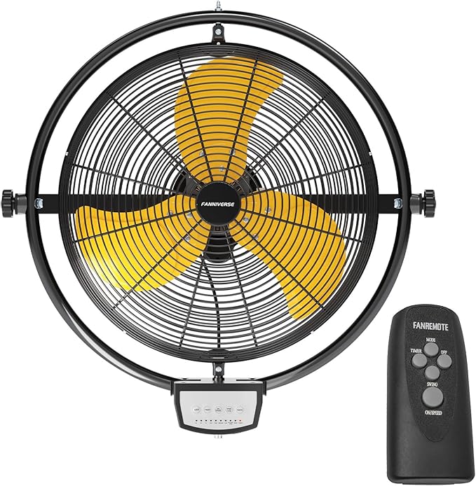 20 Inch 5200 CFM Wall Metal Fan Pro Series Remote Control, High Velocity Wall Mount Fans for Commercial, Residential, Warehouse, Covered Patio, Shop, Garage, Barn 3 Speed UL Safety Listed-PurrikoPets