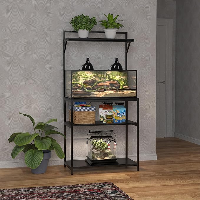 GDLF 20-29 Gallon Fish Tank Stand with Plant Shelf, Aquarium Stand with Storage Shelf for 20 Gallon Long Aquarium 30.7" x 16.53" Tabletop Fits Turtle or Reptile Terrariums-PurrikoPets