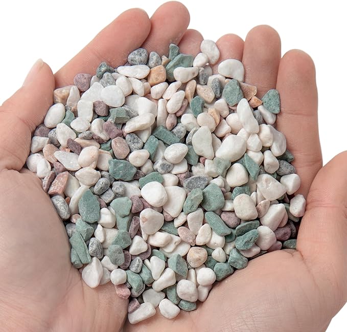 5lb Succulent and Cactus Gravel Pebbles 1/5-3/8 Inch Natural Decorative Polished Stones River Rocks for Plants, Vases, Aquariums, Terrarium and Outdoor Gardening, Mixed Color-PurrikoPets
