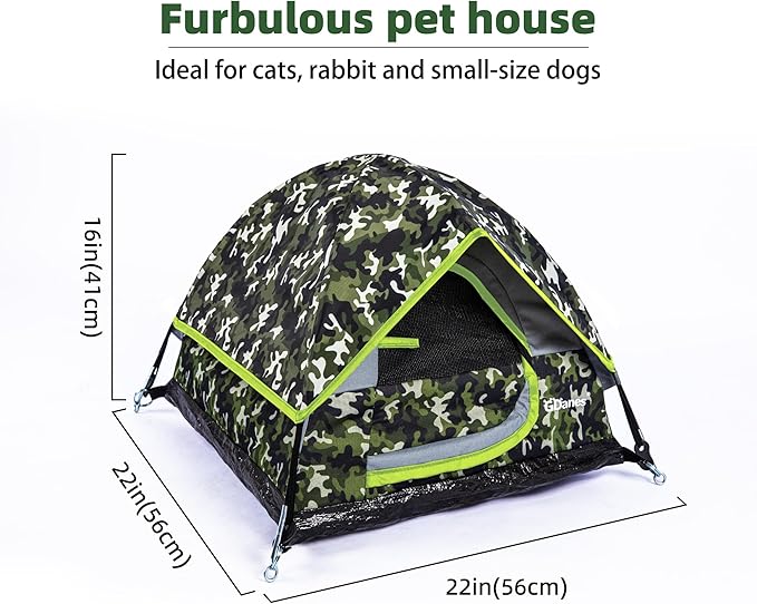GDanes Camouflage Cat Tent, Portable Pet Cat House with Soft Pad, Cat Cave, Dog House for Small Medium Dogs and Rabbits-PurrikoPets