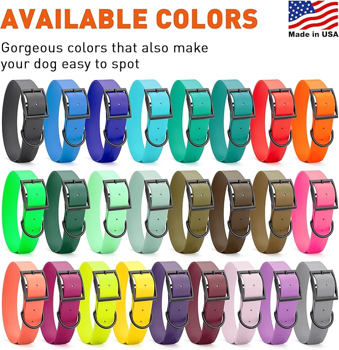 Dogline Biothane Waterproof Dog Collar Strong Coated Nylon Webbing with Black Hardware Odor- Proof for Easy Care Easy to Clean High Performance Fits Small Medium or Large Dogs, Sea Foam Green-PurrikoPets