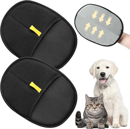 2Pcs Pet Hair Remover Glove,Static Pet Removal Gloves,Cat Grooming Gloves for Hair Removal,Reusable Double Sided Pet Hair Remover,for Couch,Furniture,Carpet,Curtain-PurrikoPets