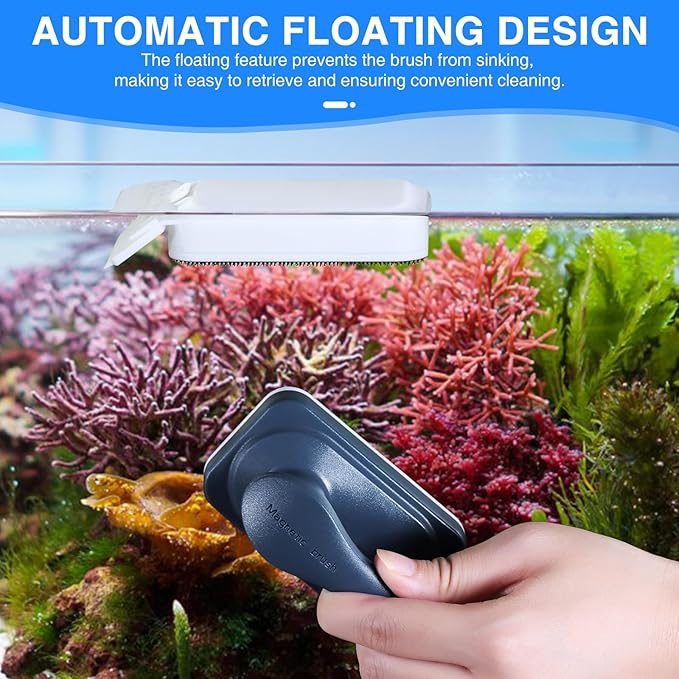 fishkeeper Aquarium Strong Magnetic Glass Cleaner Brush, Fish Tank Algae Magnet Cleaning Tool with 2 Detachable Scrapers, Mag Float Scrubber for 0.25-0.625Inch Glass and Acrylic Tanks-PurrikoPets