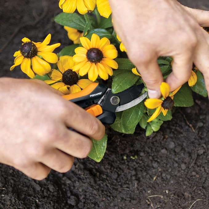 Fiskars Floral Pruning Shears - Plant Cutting Scissors/Garden Clippers For Deadheading and Working with Flowers - Black/Orange-PurrikoPets