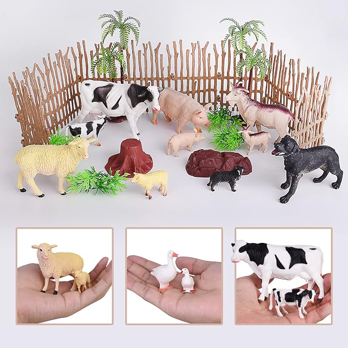 35 PCS Farm Animals Toys for Toddlers 3 Years Old Boys and Girls Realistic Animal Figures Playsets Toys for Kids 3~8 Christmas Birthday Gift-PurrikoPets