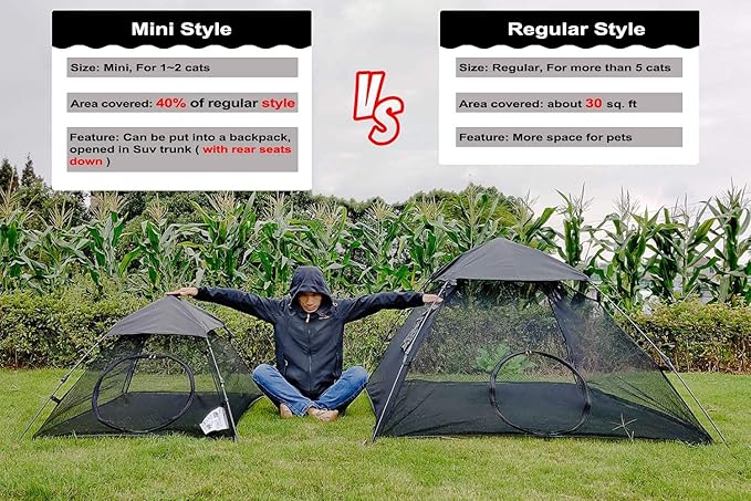 AICHIFAN Mini Cat Tent for Outside Playpen Pop Up Indoor Pet Cat Enclosures Portable Sunshade and Anti-UV Cat Playhouse for SUV Pickup Truck (Play Tents for Cats and Small Animals) - Outside Habitat-PurrikoPets