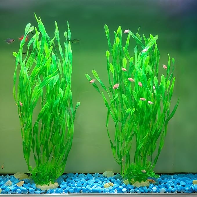 25.98 Inch Tall Aquarium Plants – Large Lifelike Artificial Fish Tank Decorations, 2 Pcs Fish Tank Plants Plastic，Durable & Safe for Freshwater/Saltwater Aquariums (Green (Style B))-PurrikoPets
