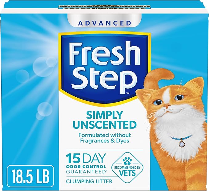 Fresh Step Advanced Simply Unscented Clumping Litter, Fresh Step Unscented Cat Litter Fights Odor on Contact, 18.5 lb. Box-PurrikoPets