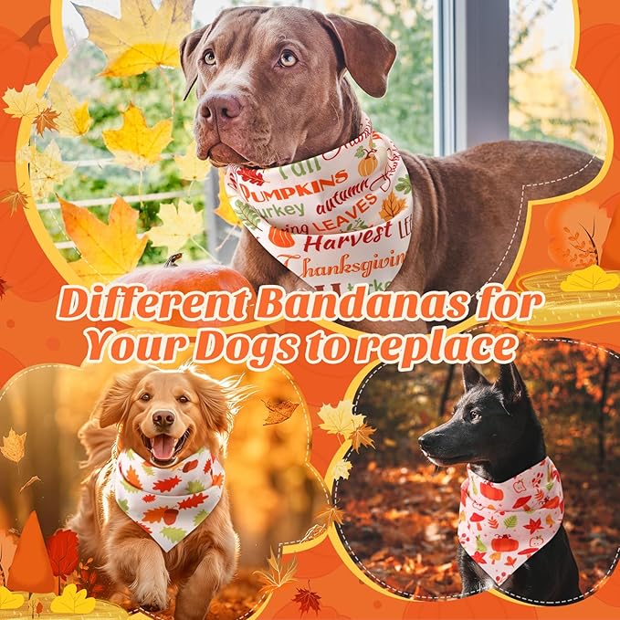 Abbylike 50 Pcs Fall Dog Bandanas Bulk Pumpkin Bandanas for Dogs Triangle Kerchief Bibs Scarf for Small Medium Large Pets Autumn Thanksgiving Costume Accessories, 25 Styles (31.5 x 21.7 x 21.7 Inch)-PurrikoPets