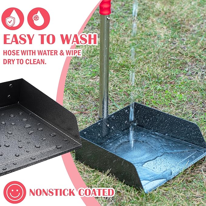 Dog Pooper Scooper Set, Pooper Scooper for Dog, Heavy Duty Stainless Steel Rake with Extra Large Tray & Spade No Bending Clean Up for Pet Waste Removal, for Grass, Dirt Or Gravel.-PurrikoPets