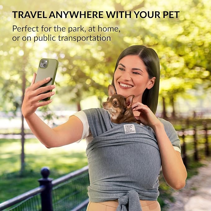 Dog Sling Carrier for Small Dogs - Anti-Anxiety Cat Sling, Puppy Pouch - Pet Sling in Gray Black Blue Green Pink Yellow (Gray, Large)-PurrikoPets