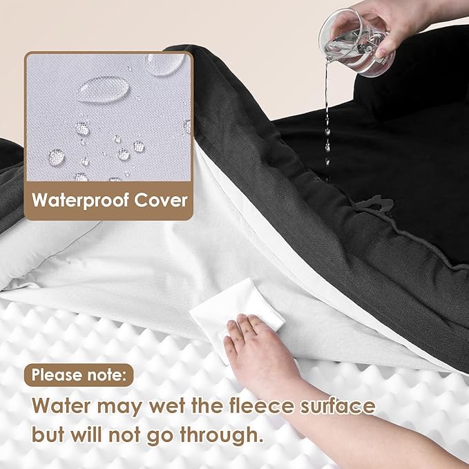 EHEYCIGA Orthopedic Dog Beds for Large Dogs, Waterproof Memory Foam Large Dog Bed with Sides, Non-Slip Bottom and Egg-Crate Foam Pet Couch Bed with Washable Removable Cover, Black-PurrikoPets