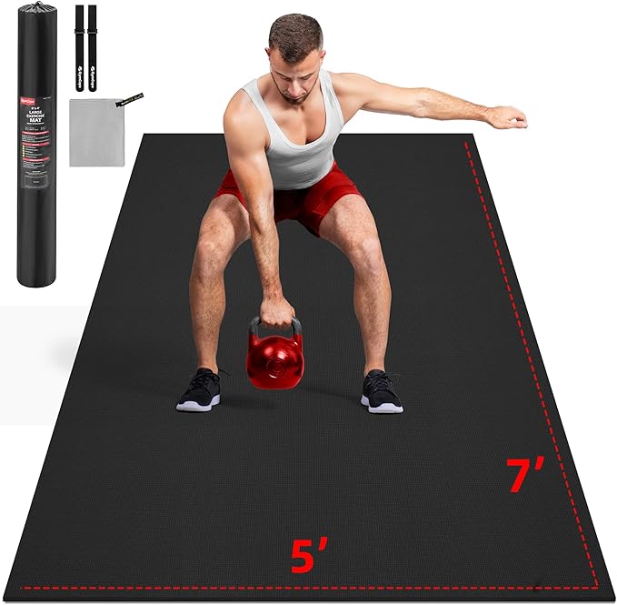 Extra Large Exercise Mat, 10'x6'/9'x6'/8'x6'/7'x5'/6'x4' (8mm/10mm) Thick Workout Mat for Home Gym Flooring, Garage, Shoe-Friendly, High-Density, MMA, HIIT, Weight Lifting, Cardio&Strength-PurrikoPets
