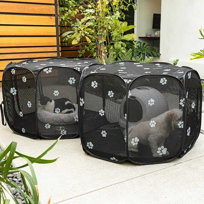 2-in-1 Cat Playpen, Pop Up Dog Pet Playpen for Indoor Outdoor Cats Enclosed, Portable Pet Playpen, Kitten Puppy Foldable Play Pen Cat Dog Tent Crate Cage Kennel(No Divider, Unified Space)-PurrikoPets