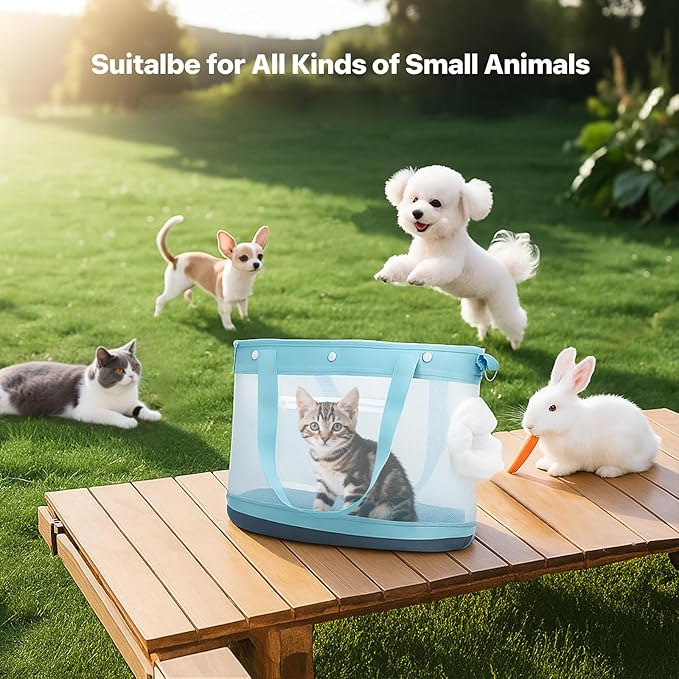 Dog Purse Carrier for Small Dogs Cat Kitty Puppy Rabbit Bunny Dog Cat Bag Carrier for Animals up to 22lbs Soft Sided Collapsible Pet Carrier Sling for Outing Travel Vet-Light Blue-PurrikoPets