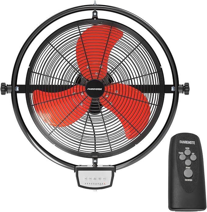 20 Inch Wall Metal Fan Pro Series Remote Control, High Velocity Wall Mount Fans for Commercial, Residential, Warehouse, Covered Patio, Shop, Garage, Barn 3 Speed 5200 CFM UL Safety Listed-PurrikoPets