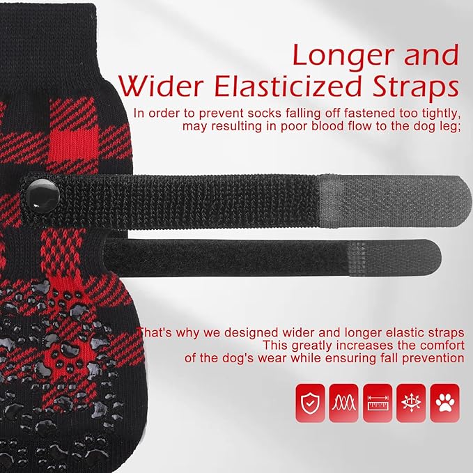 EXPAWLORER Anti-Slip Dog Socks-Double Sides Grips Traction Control on Hardwood Floor,Dog Shoes for Hot/Cold Pavement,Best Paw Protector,Prevents Licking,for Puppy Small Medium Large Senior Dogs-PurrikoPets