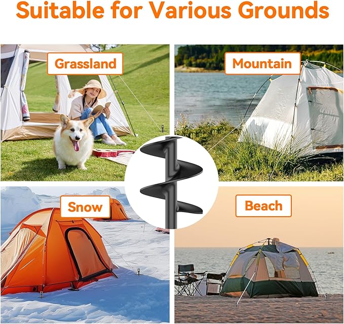 Dog Tie Out Stake, Heavy Duty Dog Tie Out Stake for Large Dogs up to 210 lbs, Ground Anchor for a Dog Cable, Leash, Lead Tether, Dog Accessories Trampoline Stakes 1-Pack (Black)-PurrikoPets