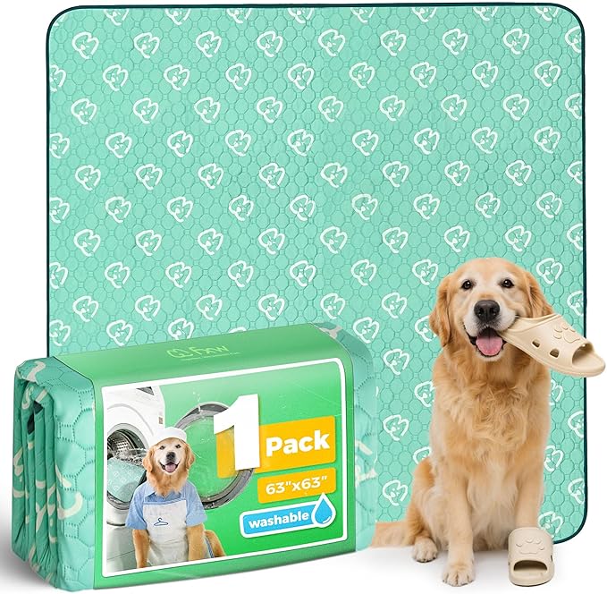 FXW Washable Pee Pads for Dogs, Puppy Pads with Super Absorbent, Specifically Designed for FXW Rollick/Homeplus 24inch 8 Panels Dog Playpen, 63" Square, Green, 1 Pack-PurrikoPets
