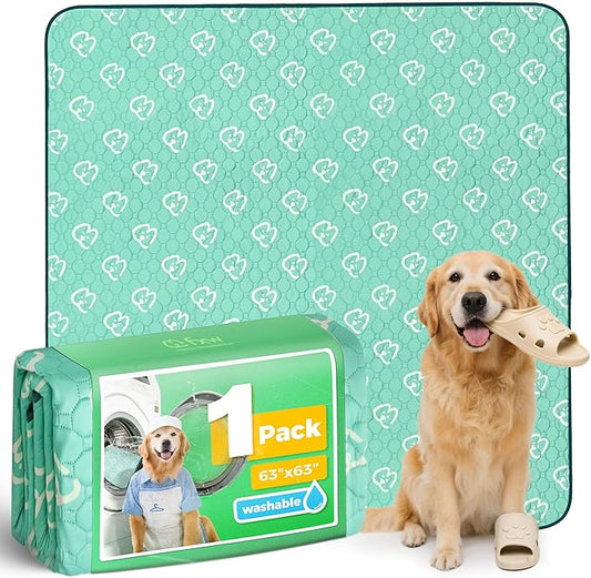 FXW Washable Pee Pads for Dogs, Puppy Pads with Super Absorbent, Specifically Designed for FXW Rollick/Homeplus 24inch 8 Panels Dog Playpen, 63" Square, Green, 1 Pack-PurrikoPets