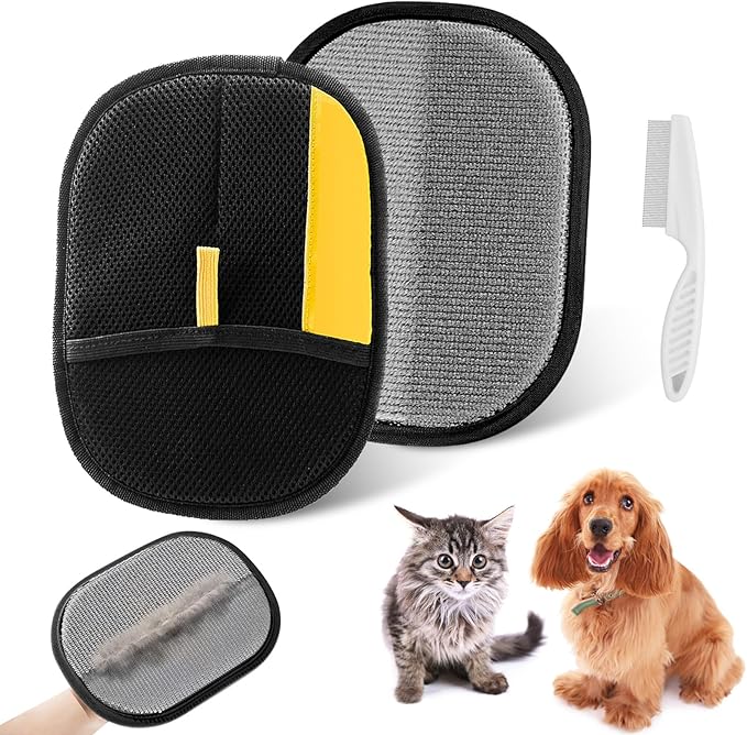 2 Pcs Pet Hair Remover Gloves, Reusable Electrostatic Hair Removal Glove-PurrikoPets