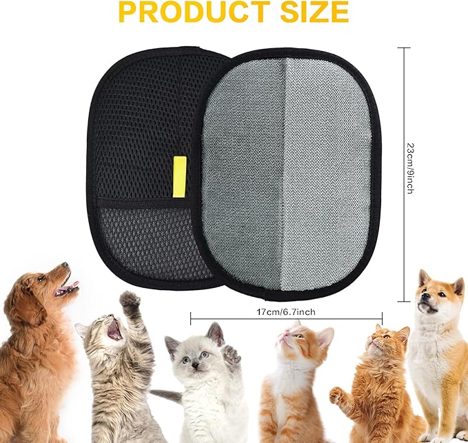 5pc Pet Hair Removal Gloves, Reusable Cats & Dogs Pet Hair Removal Tool,Efficient Pet Hair Removal Electrostatic Gloves is Suitable for Clothes, Sofas, Beds and Carpets-PurrikoPets