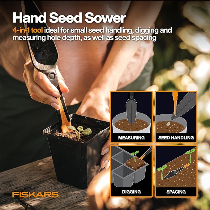 Fiskars Vegetable Garden Tool Set with Vegetable Shears, Seed Sower, Trowel, Cultivator, Weeder, and L/XL Garden Gloves for Indoor or Outdoor Gardening (6 Piece Kit), Gardening Gifts for Women-PurrikoPets