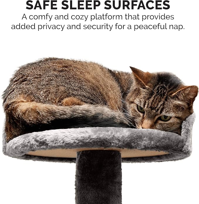 Furhaven 49.5" Tall Cat Tree for Indoor Cats, Ft. Sisal Scratching Posts, Plush Ball Toy, & Busy Box Toy - Tiger Tough Play Stairs Interactive Playground Tower - Gray, One Size-PurrikoPets