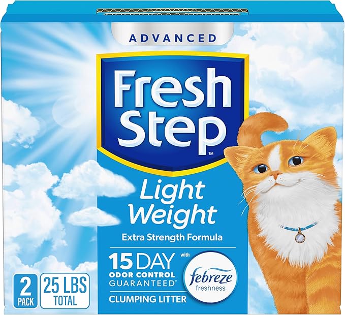 Fresh Step Light Weight Advanced Extreme Cat Litter with Febreze Freshness, Extra Strength Formula Clumping Litter, 25 lbs. (2 x 12.5 lb. Box)-PurrikoPets
