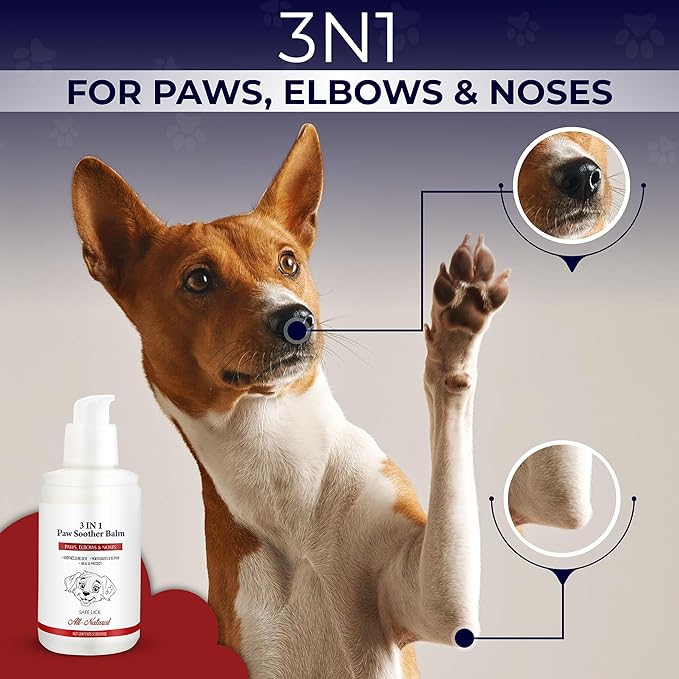 Dog Paw Pad Balm - 3-in-1 Lick Safe Soother & Moisturizer& Lotion for Dog Paws Nose, Elbow, Snout - Natural, Quick-Drying, Non-Sticky - All-Weather Cat Paw Balm Cream- 3.5 Oz/100Gram-PurrikoPets