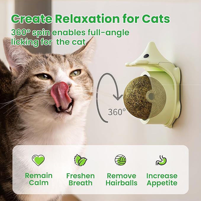 6 Pcs Catnip Ball Toys with Rubbing Shell, Lickable Roller Catnip Toys for Cats Chew, Edible and Refillable Kitten Toys, Teeth Cleaning Dental Indoor Cat Treats Toys, 3 Shells 6 Balls-PurrikoPets