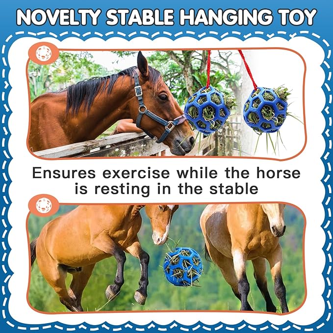 2 Pcs Hay Ball for Horses to Play with, Relieve Stress with This Bright Color Hay Feeder Ball for Horses Goat to Avoid Boredom-PurrikoPets