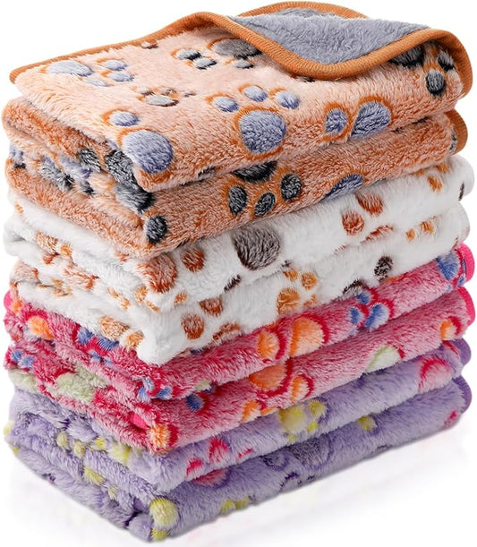 4 Pcs Waterproof Guinea Pig Blankets Washable Small Animal Fleece Bedding Absorbent Guinea Pig Cage Liners Reusable Pet Pee Pad Sleep Mat Pad Cover for Hamster Ferret (Paw Print, 18 x 13 Inch)-PurrikoPets