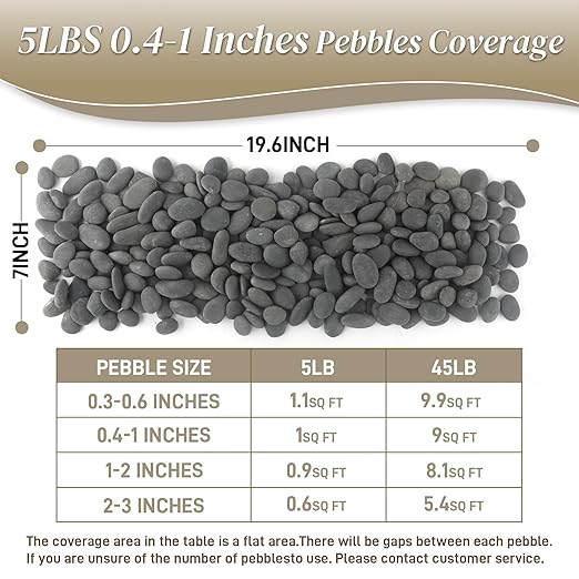 5 lbs Mexican Beach Pebbles, 0.4-1 Inch Natural River Rocks for Indoor Plants Vase Fish Tank Aquarium Fountain, Decorative Stone for Landscaping Garden Paving Walkways Backyard, Grey-PurrikoPets