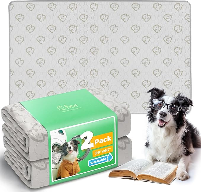 FXW Washable Pee Pads for Dogs, Puppy Pads with Super Absorbent, Specifically Designed for FXW Rollick/Homeplus 24inch 6 Panels Dog Playpen, 63" × 39" Rectangle, Khaki, 2 Packs-PurrikoPets