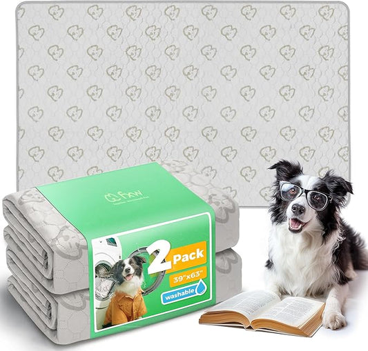 FXW Washable Pee Pads for Dogs, Puppy Pads with Super Absorbent, Specifically Designed for FXW Rollick/Homeplus 24inch 6 Panels Dog Playpen, 63" × 39" Rectangle, Khaki, 2 Packs-PurrikoPets
