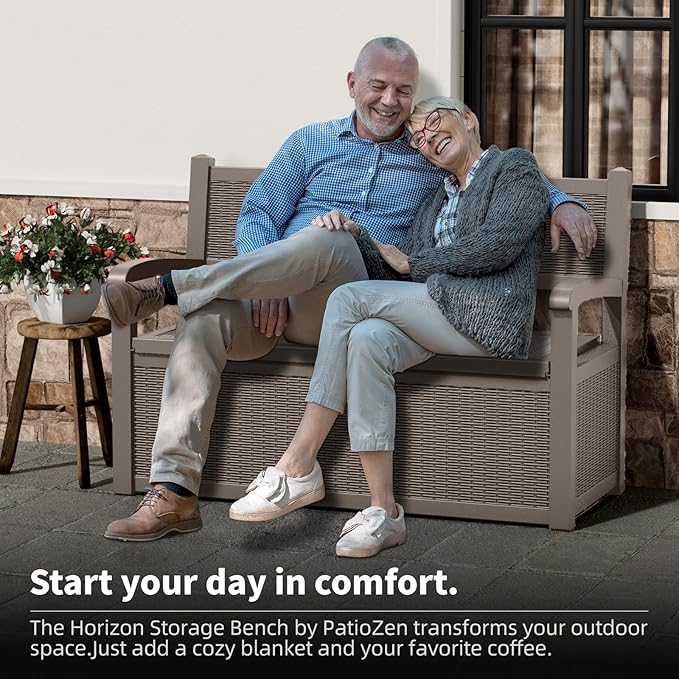 80 Gallon Storage Bench Deck Box, Waterproof and Lockable Outdoor Storage Furniture for Patio, Garden, and Porch – Perfect for Storing Garden Tools and Cushions (Gray)-PurrikoPets