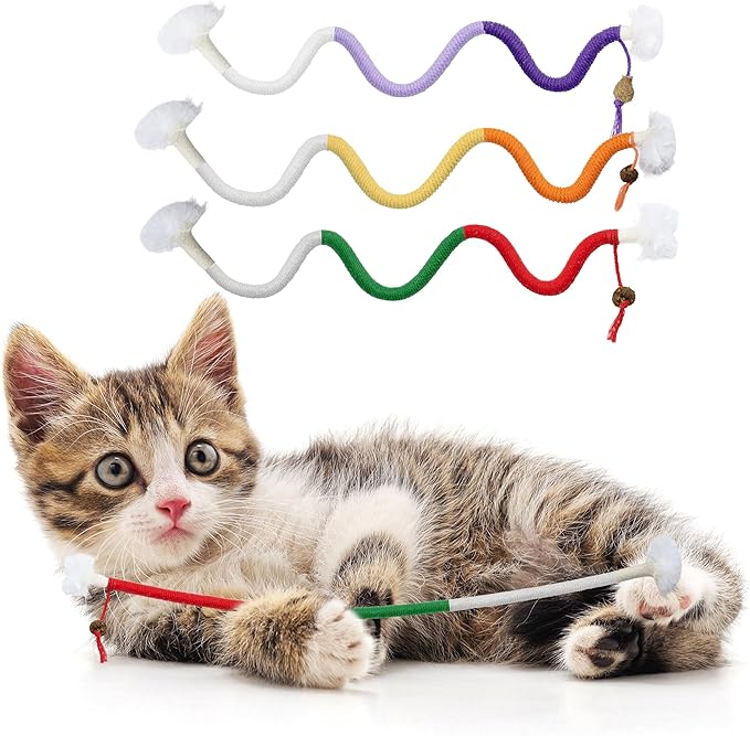 3pcs Safe Cat Rope Toy,Teeth Clean Toy for Cat, Cat Chew Toys for Indoor Cat,Kitten Interactive Toys-PurrikoPets