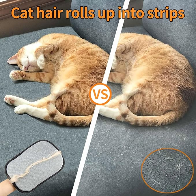 2 Pcs Electrostatic Gloves Pet Hair Removal,Reusable Pet Cat Dog Hair Removal Grooming Gloves Brush Tool-PurrikoPets