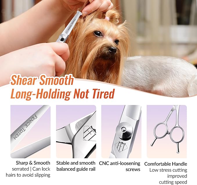 Dog Grooming Scissors: 4.75" Pet Straight Shears Made Of Advanced Stainless Steel Alloy for Trimming Dogs Cats and Other Pets Face and Paws-PurrikoPets