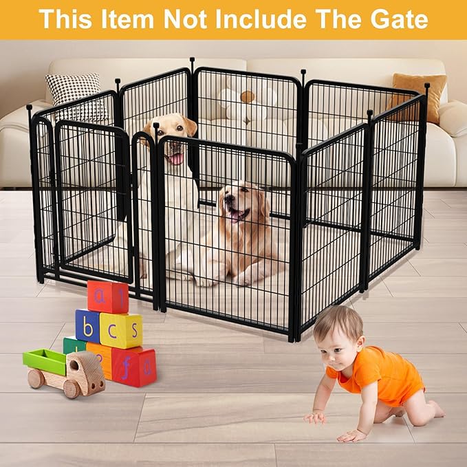 Garden Fence 40 Inch 14 Panels Without Gate, Total 31 Ft(L) Garden Fence for Yard and Dog, Black Dog Pen Wide Door, Metal Dog Pen Heavy Duty Pet Puppy Exercise Pen for Rv Camping-PurrikoPets