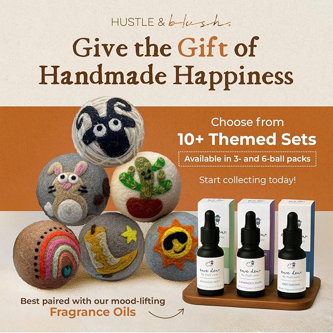 Fluff Ewes Wool Dryer Balls 6 Pack Premium New Zealand Wool Laundry Balls for Dryer, No Static Dryer Balls Laundry Reusable, XL Wool Dryer Balls Cute, Baby Dryer Balls for Dryers - Classic-PurrikoPets