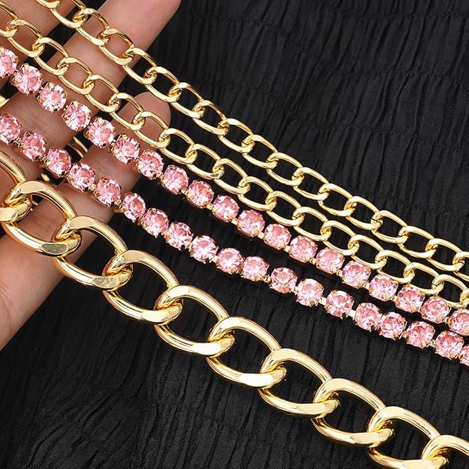 Suyi Multilayer Chain Belt Rhinestone Metal Chain Belts for Women Punk Gold Waist Chain