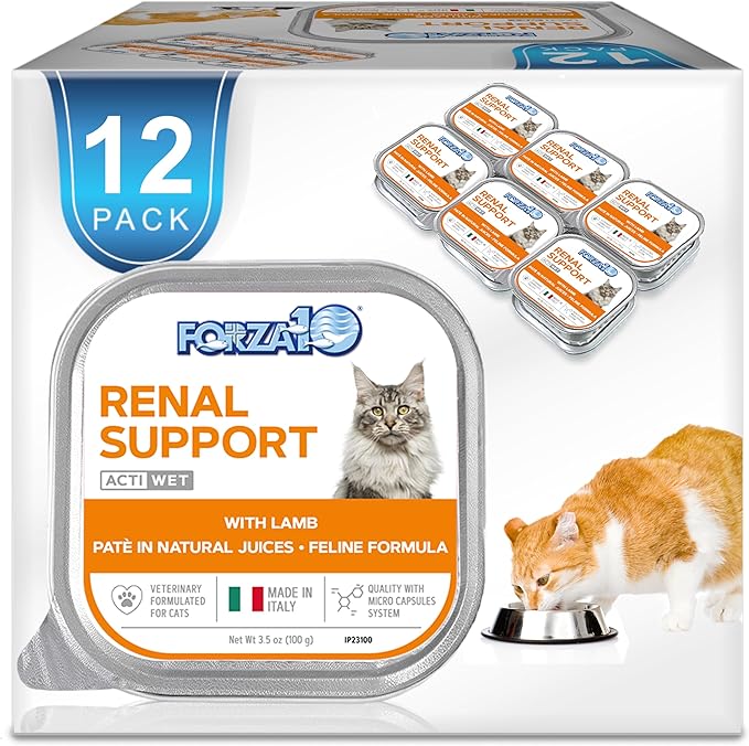 Forza10 Kidney Care Cat Food – Renal Support Wet Cat Food with Lamb, 3.5 oz Cans, 12 Pack – Vet Formulated, Made in Italy-PurrikoPets
