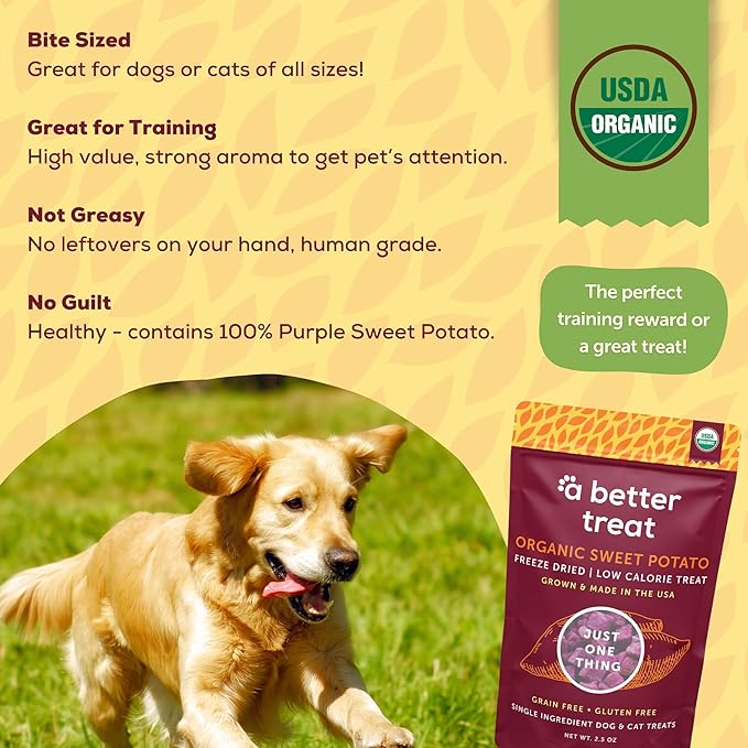 A Better Treat – Freeze Dried Organic Purple Sweet Potato Dog and Cat Treats, Organic, Single Ingredient | Natural, Healthy, Diabetic Friendly | Made in The USA-PurrikoPets