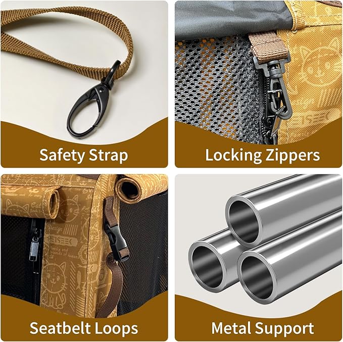 Extra Large Cat Carrier Soft Sided, Portable Small Dog Carrier for 2 Cats, 24"x16.5"x16" Car Travel Folding Comfortable Design, Yellow-PurrikoPets