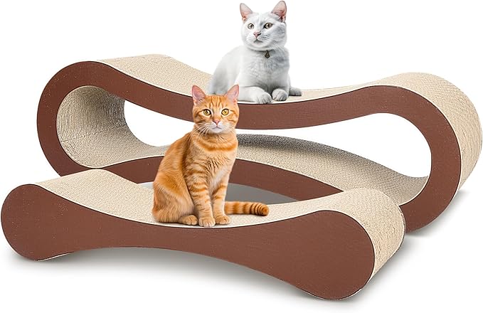 2 in 1 Cat Scratcher Cardboard, Cat Scratching Board Furniture Protector, Cat Scratching Post, Cat Beds for Indoor Cats, Infinity Shape, X-Large-PurrikoPets