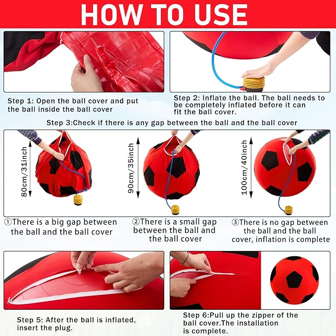 40inch Giant Herding Ball with Ball Cover Anti Burst Please Watch VCR for How to Inflation Horse Toys for Horses Stall Entertainment Play, Pump Included(Red Color,Stylish)-PurrikoPets