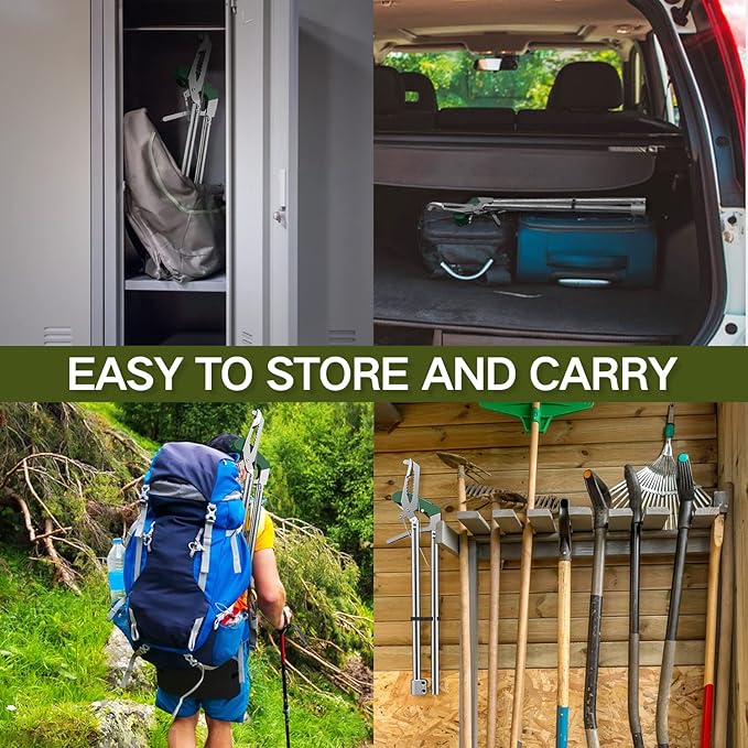 60“ Snake Tongs Collapsible Grabber, Professional Reptile Snake Catcher Wide Jaw Handling Tool, Stainless Steel Snake Hook-PurrikoPets